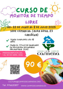 Cartel del curso de monitor de tiempo libre